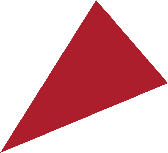 A red, triangular kite against a clear sky.